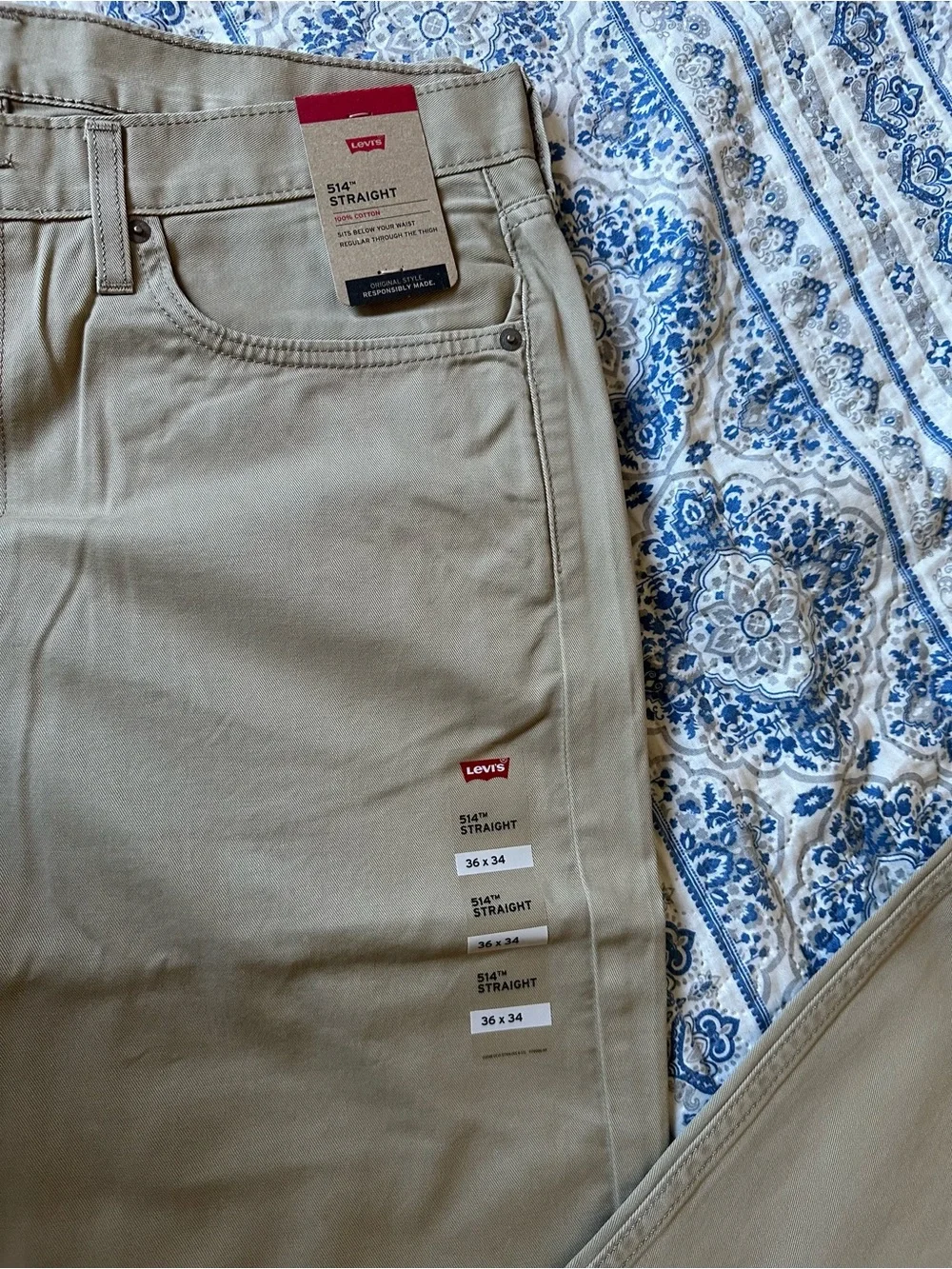 levi’s 514 Straight Leg Men's Jeans Khaki 36x34